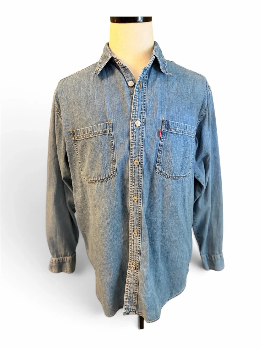 Levi's Men's Vintage Y2K Light Blue Denim Button-Down Shirt Workwear Western